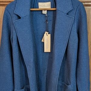 Rachel Zoe Women's Blue Wool-Blend Open Front Blazer